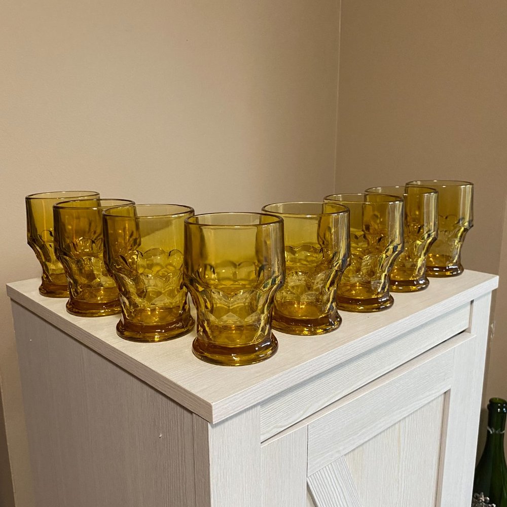 Pair (2 glasses) of Vintage Anchor Hocking Georgian Honeycomb Flat Tumbler, Hone